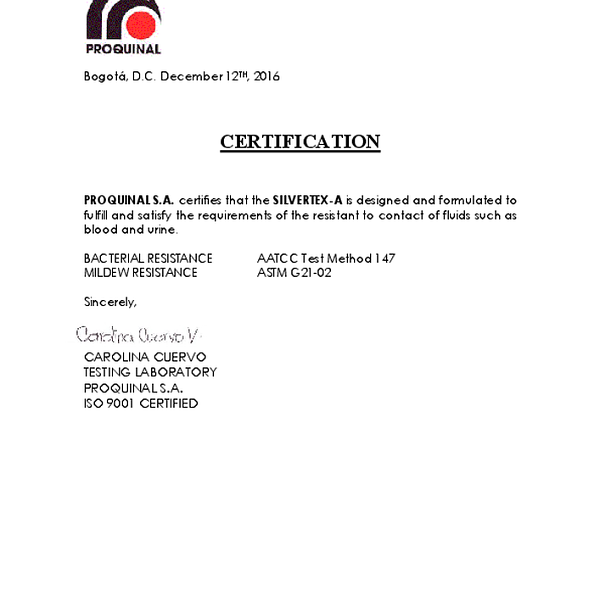 silvertex - odpornosc grzyby plesn AATCC ASTM